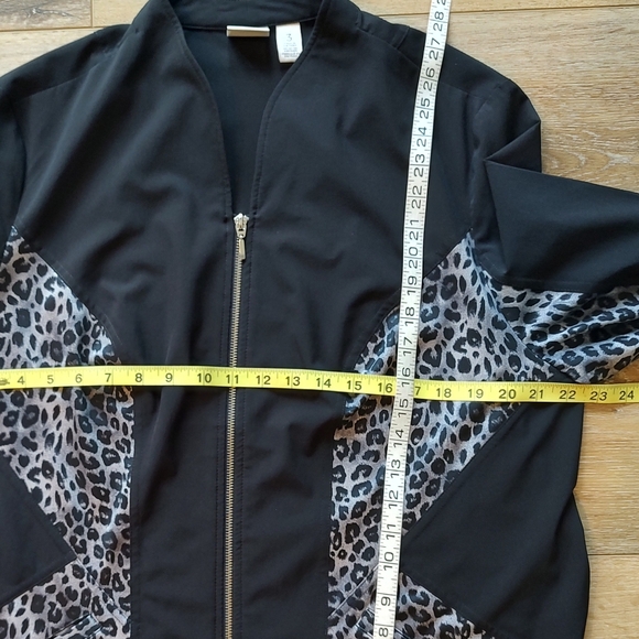 Chico's Zenergy Nema Jacket Black Leopard Zip Up XL - Picture 3 of 8